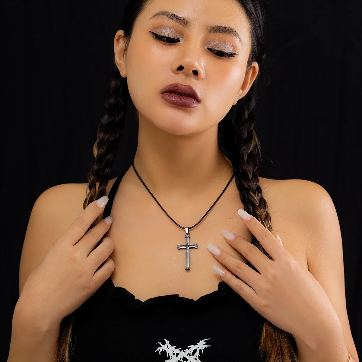 Hip Hop Sweet Cool Spice Girl Cold Wind Pentagram Pendant Collar Punk Cross Women Necklace