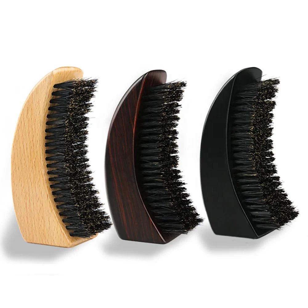 Customizable Wooden Beard Brush with Horn Shape Boar Bristles & Nylon Material Free Laser Logo Bamboo Handle MegaBDM