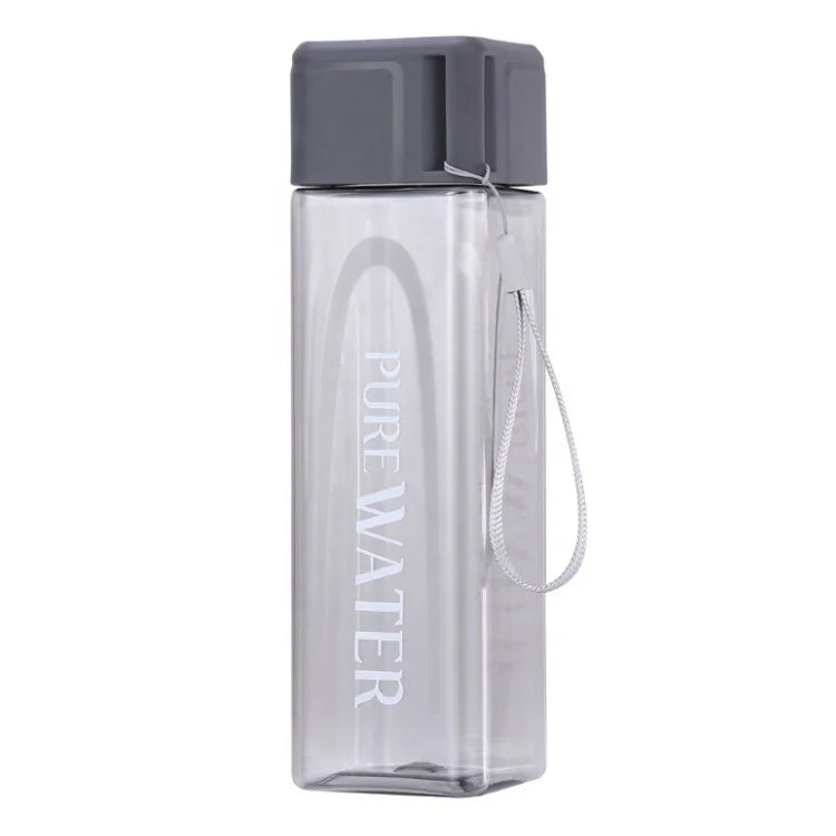 Custom Logo 500ml Square Shaped Water Bottle  Clear Wide Mouth Square Plastic Water BottleTransparent Water Bottle