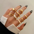 New Styles Chunky Bulk Snap Ring Pliers Set of Rings Jewelry Women Gold Ring Set