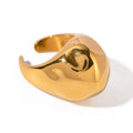 Chunky Hammered Dome Ring PVD Gold Plated Statement Jewelry Stainless Steel Rings Hammering Pattern Ball Shaped Rings