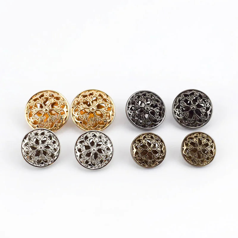 Meetee KY760 Wholesale Alloy Button Garment Accessories Fashion Hollow Carved Flower Snap Buttons for Coat Hand Sewing Button