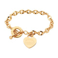 SC New Fashion Gold Plated  Bracelet Custom Logo Letter Jewelry Stainless Steel OT Buckle Heart Charm Bracelet for Women