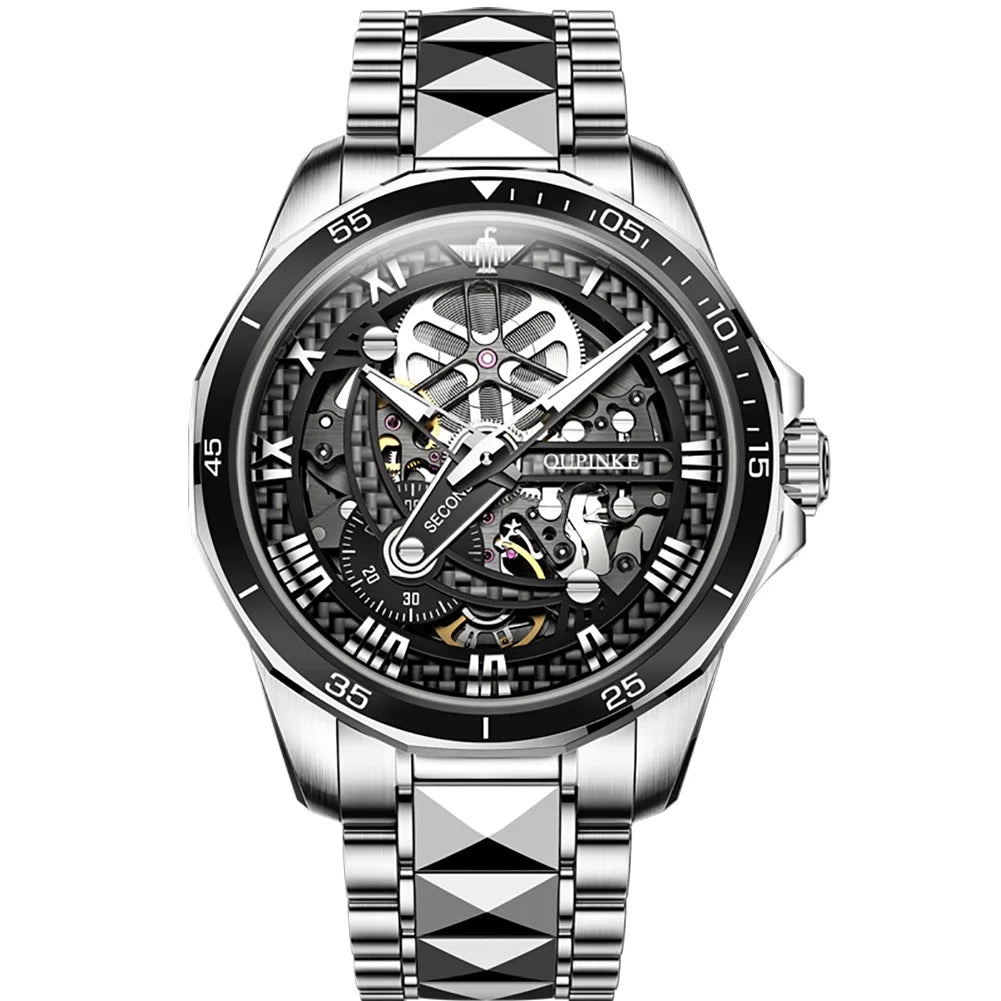 Oupinke 3178  Hot Models OEM Business Classic Waterproof Simple Combination Men Stainless Steel Tourbillon  Oem Luxury Man Watch