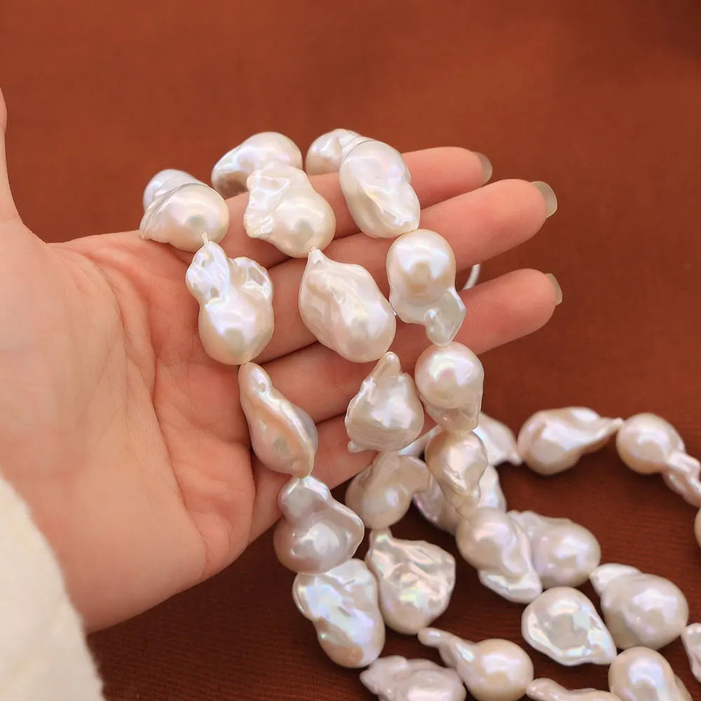 Pearl Wholesale Price 19mm Natural Freshwater Fireball White Baroque Real Loose Pearls Strand for Jewelry Making