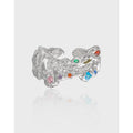 Personalized Design Fashion Jewelry 925 Sterling Silver Texture Colorful Zircon Ring Cz Irregular Ring