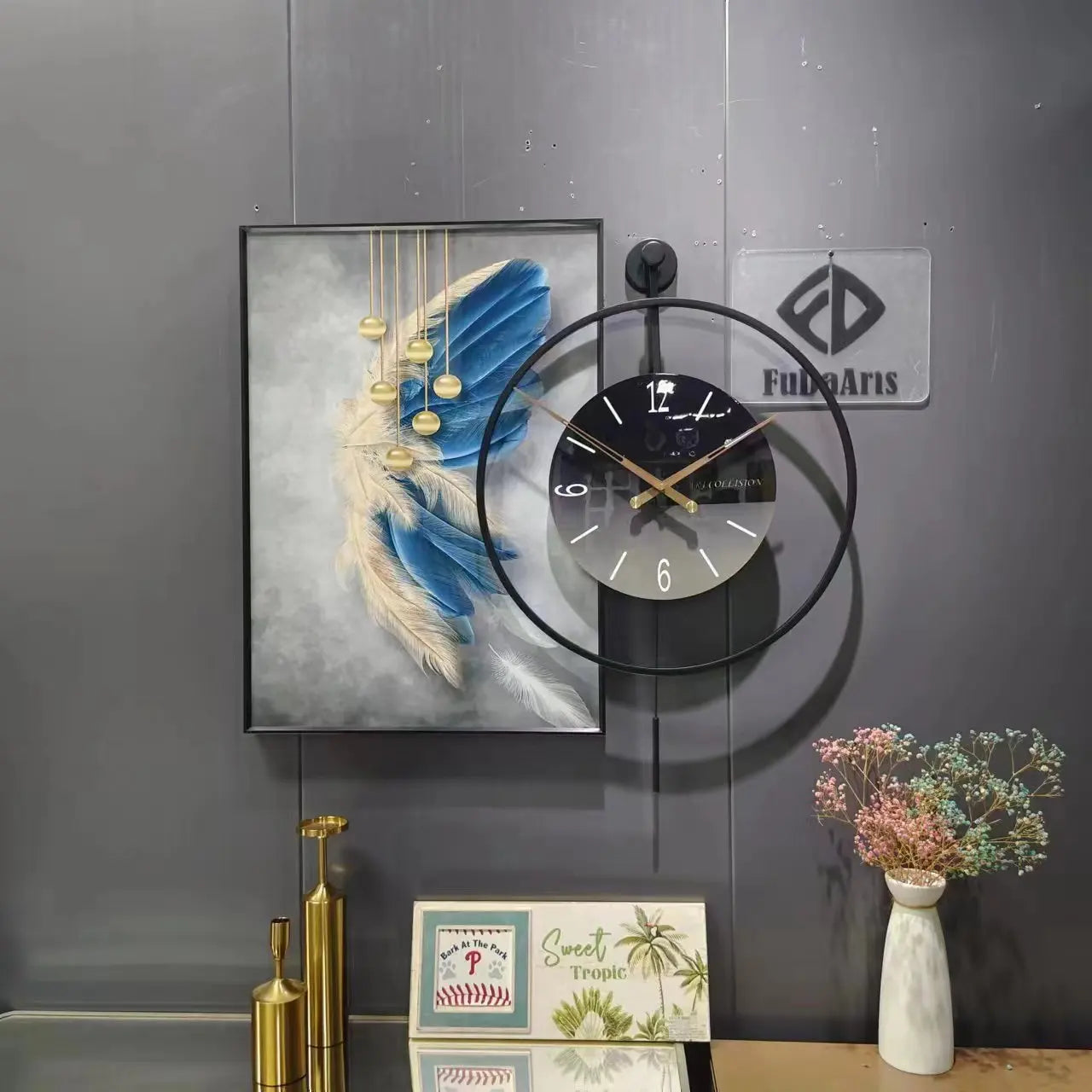 70+50 S2 With Pendulum Wall Clock Home Decor Luxury Crystal Porcelain Painting Living Room Bedroom Watch Dropshipping DDP WEEE