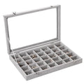 Hot Sale Soft Velvet Jewelry Boxes Rectangular Glass Lid Jewelry Container Storage Box Ring Earrings Necklace Jewelry Organizer