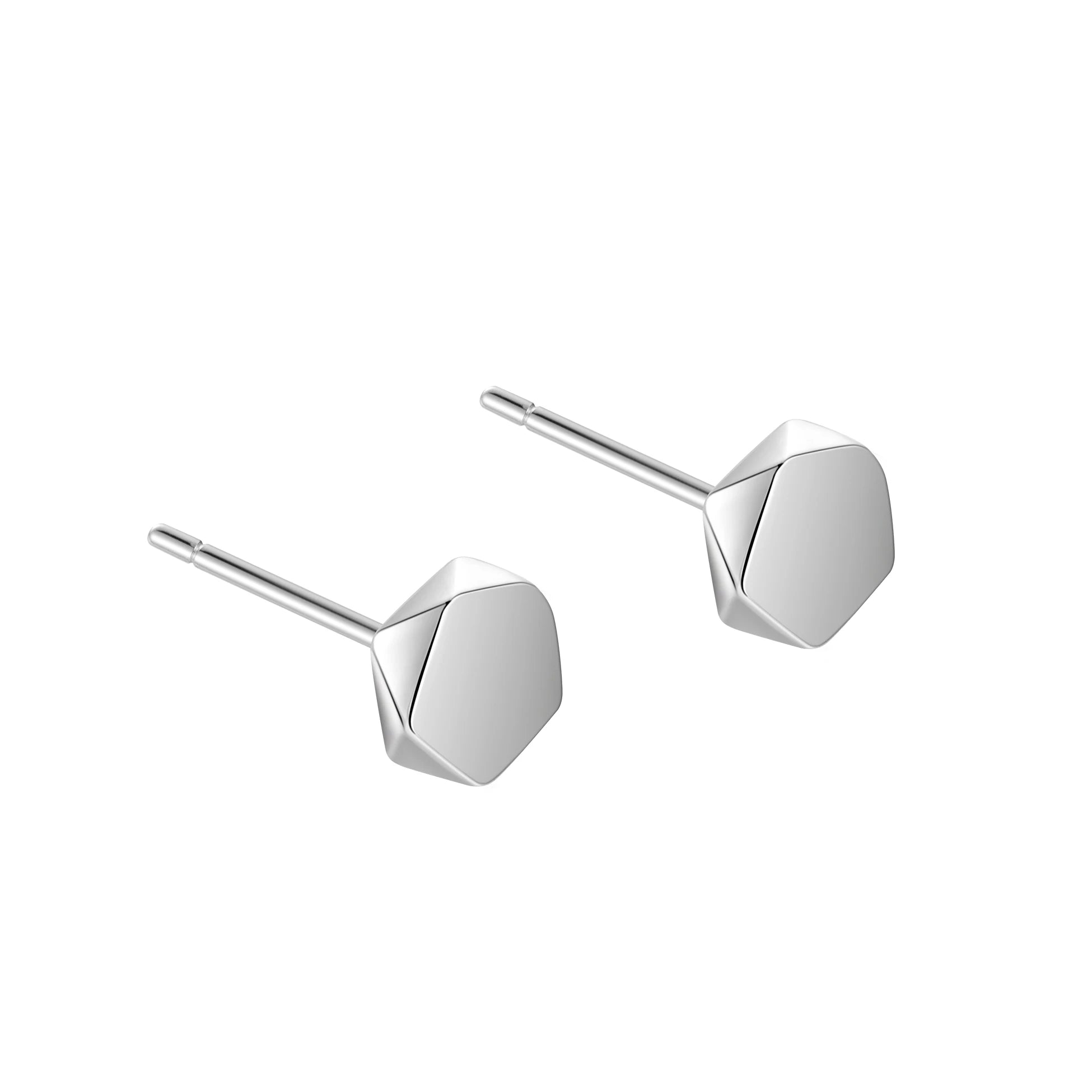 Minimalist  Geometric Stud 925 Sterling Silver Pentagon Black Earrings Personality Trendy for Women Men Fine Jewelry