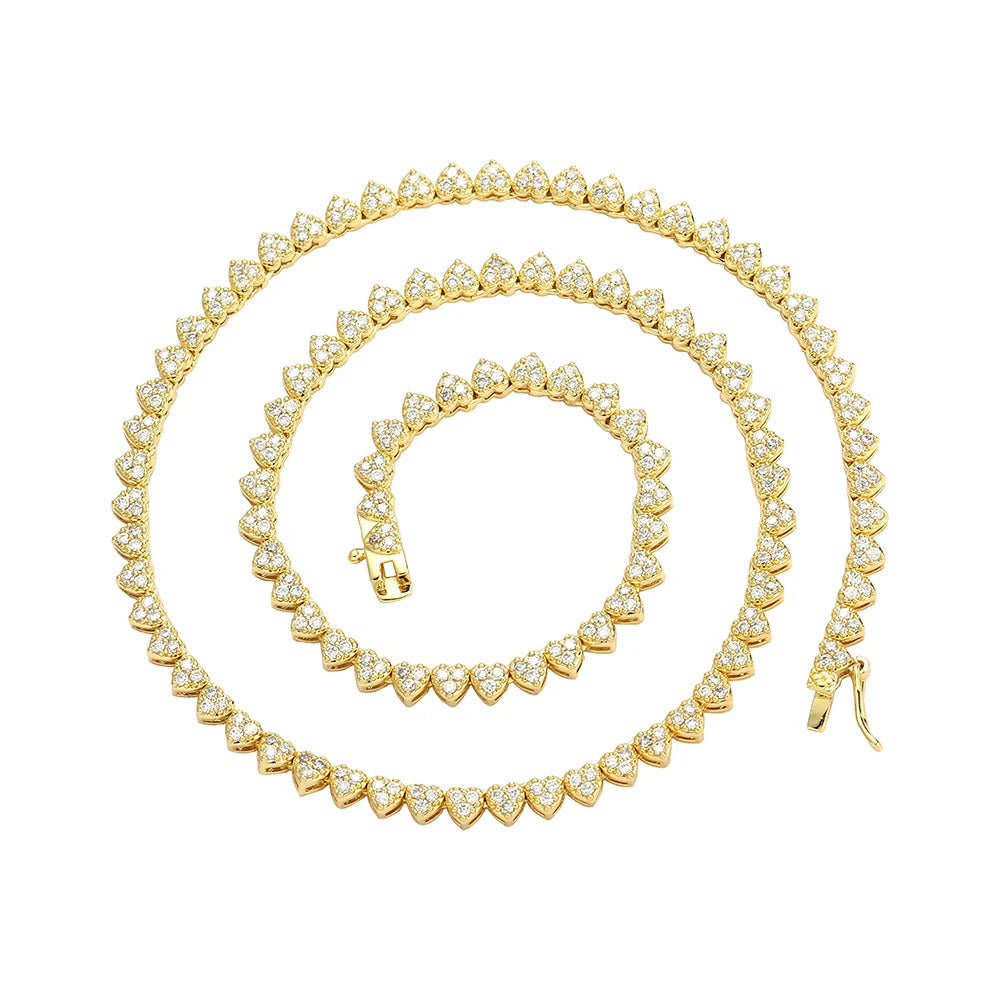 BC235  4MM Women Necklace Brass Flower CZ Tennis Chain Fashion Jewelry for Party Gift