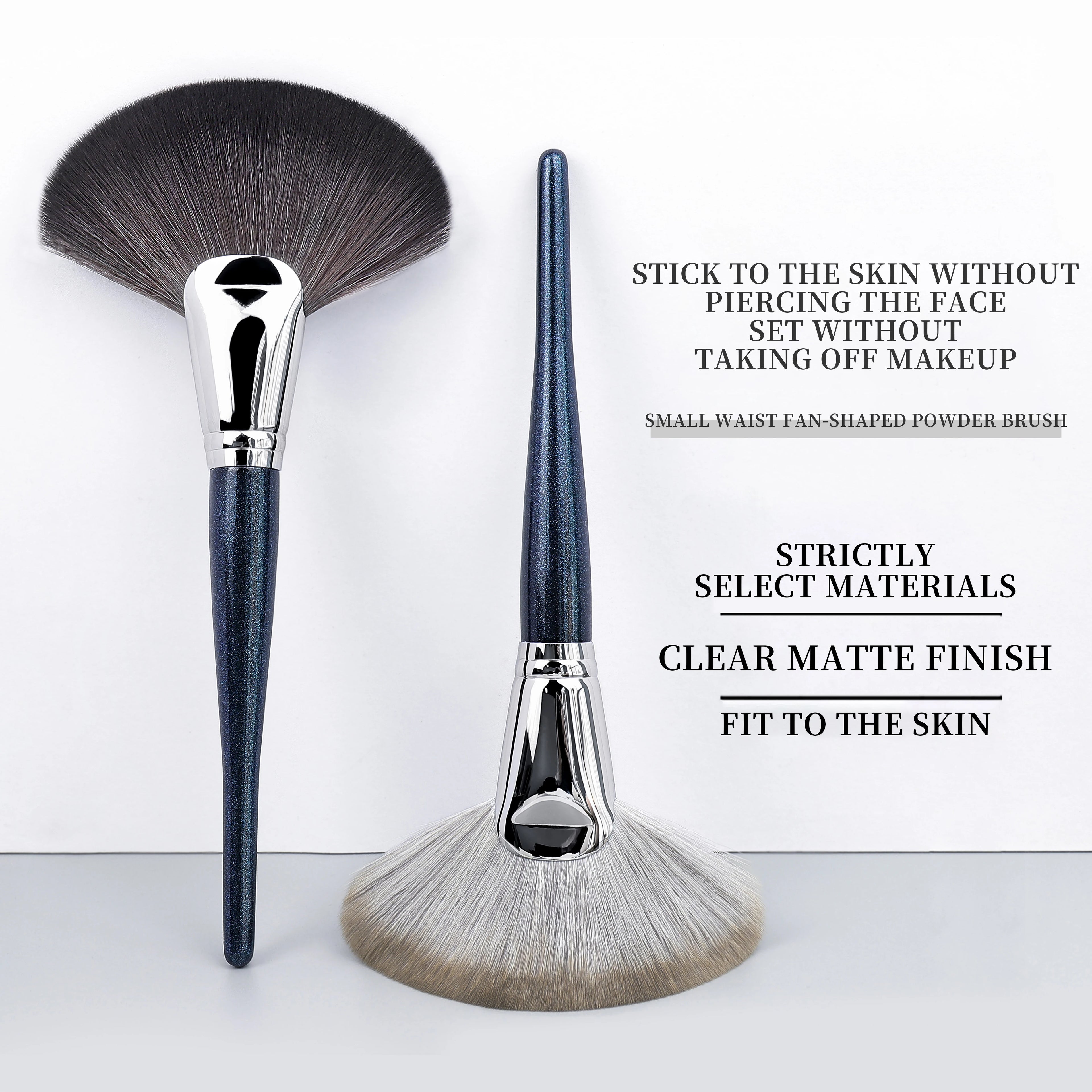 Fan Makeup Brush  Soft Synthetic Fiber BristlesleHigh-Precision Highlight  Contour Brush for Makeup Artists