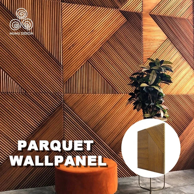 MUMU 3D Art Unique Design Environmental Divide Space Decoration Bed Living Room Wood Sheet Wall Panel