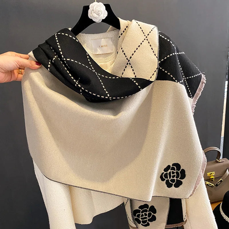 Luxury Winter  Scarf Women Brand Design Warm Pashmina Blanket Horse Scarves Female Shawl Wraps Thick Foulard Scarf
