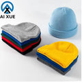 Mens Mini Short Fisherman Beanie Hat Winter Ribbed Docker Warm Knitted Skull Cap Embroidered Logo Plain Cotton Wool Casual Daily