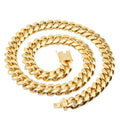 2019 Dubai Brazil Italian Gold Chain New Cuban Link Chain 316L Stainless Steel Gold Plating Heavy Mens Gold Filled Cuban Chain