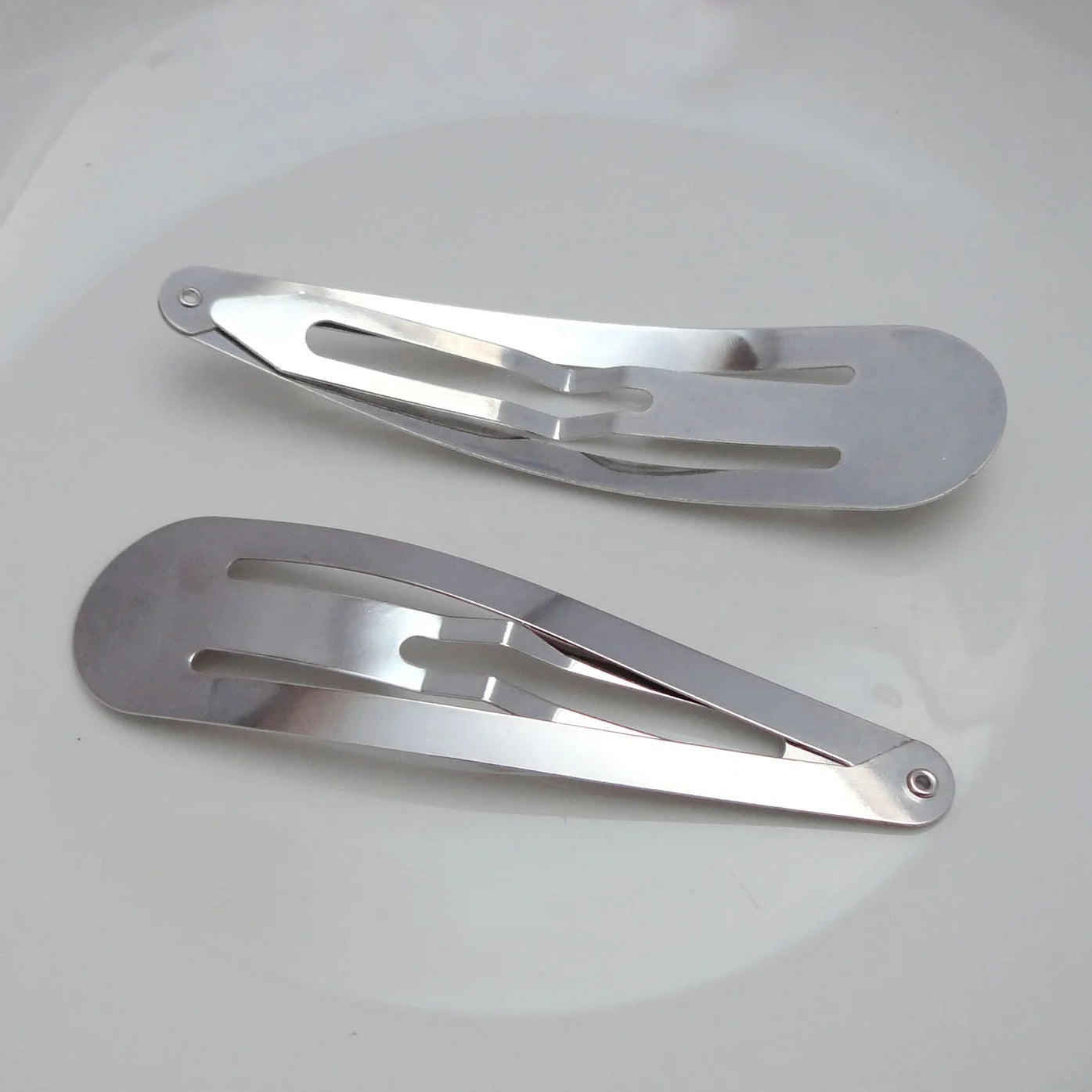 9cm Silver No Hole Large Snap Hair Clips Tear Drop Metal Snap Clips Big  Women Side Hairpins Lead Free Nickle Free