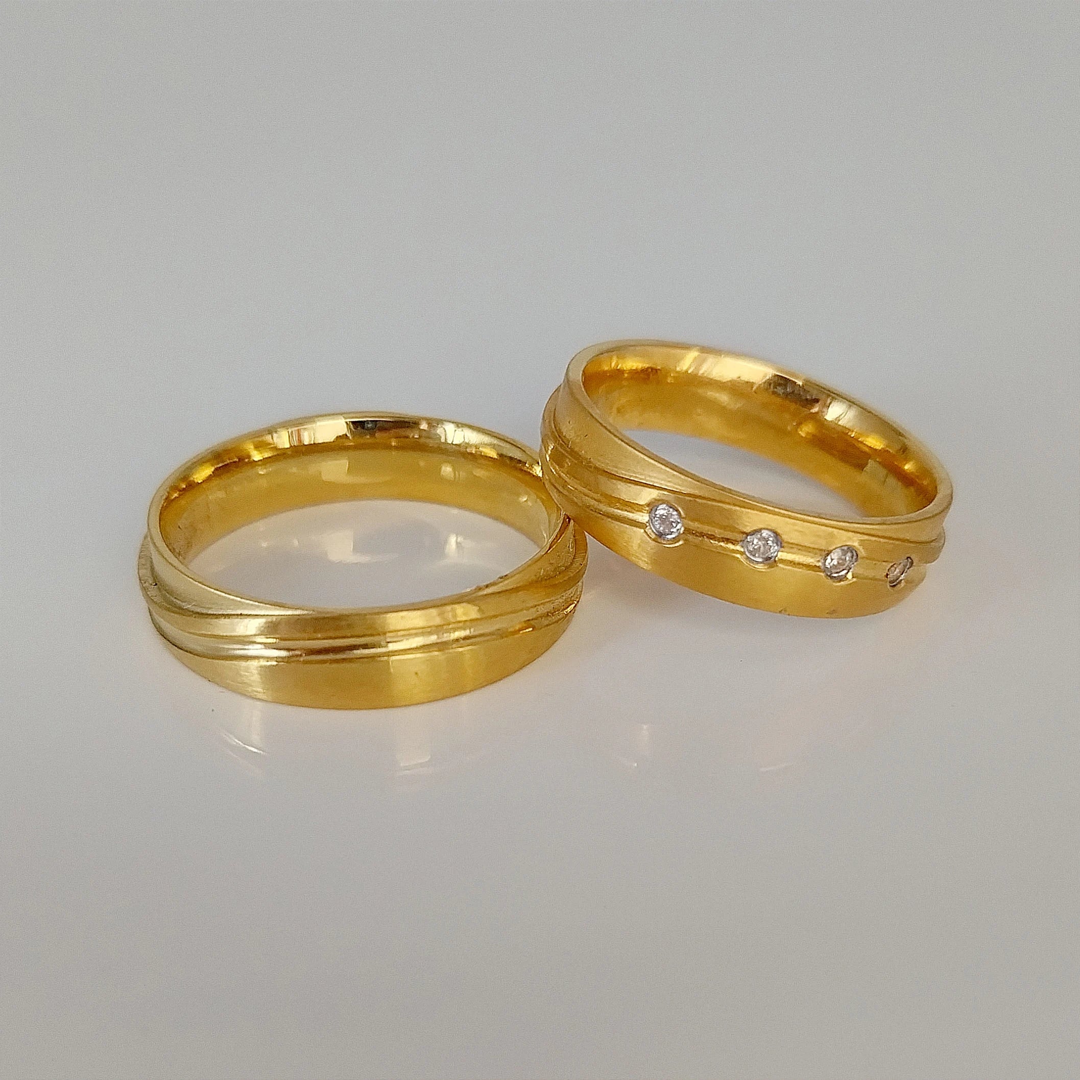 African Dubai Jewelry Stainless Steel 18k Gold Plated love Wedding Rings Couple Sets Bague Anillos Eheringe Anel Snubni Prsten