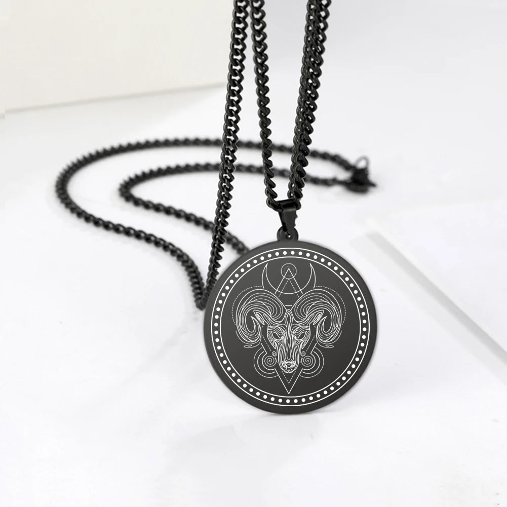 Stainless Steel Magic Celestial Collection 12 Zodiac Signs  Symbols Talisman Animals Pendant Necklace