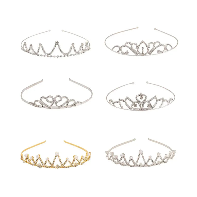 Wholesale Luxury Silver Girl Princess Rhinestone Crown Kids Crown Headband Birthday Crown
