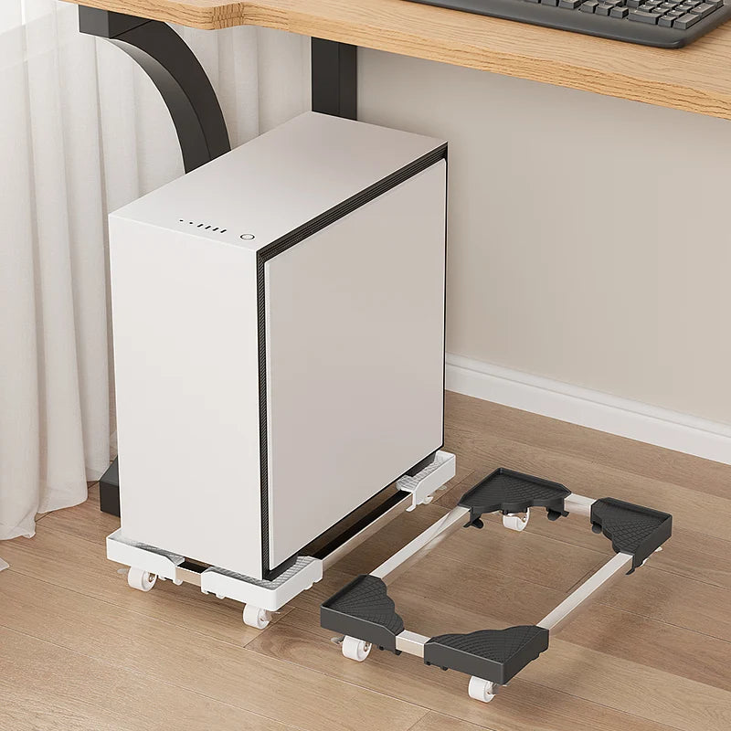 061-B18 Adjustable Single-Tier Mobile CPU Stand Portable Plastic Storage Rack for Organizing Computer Components