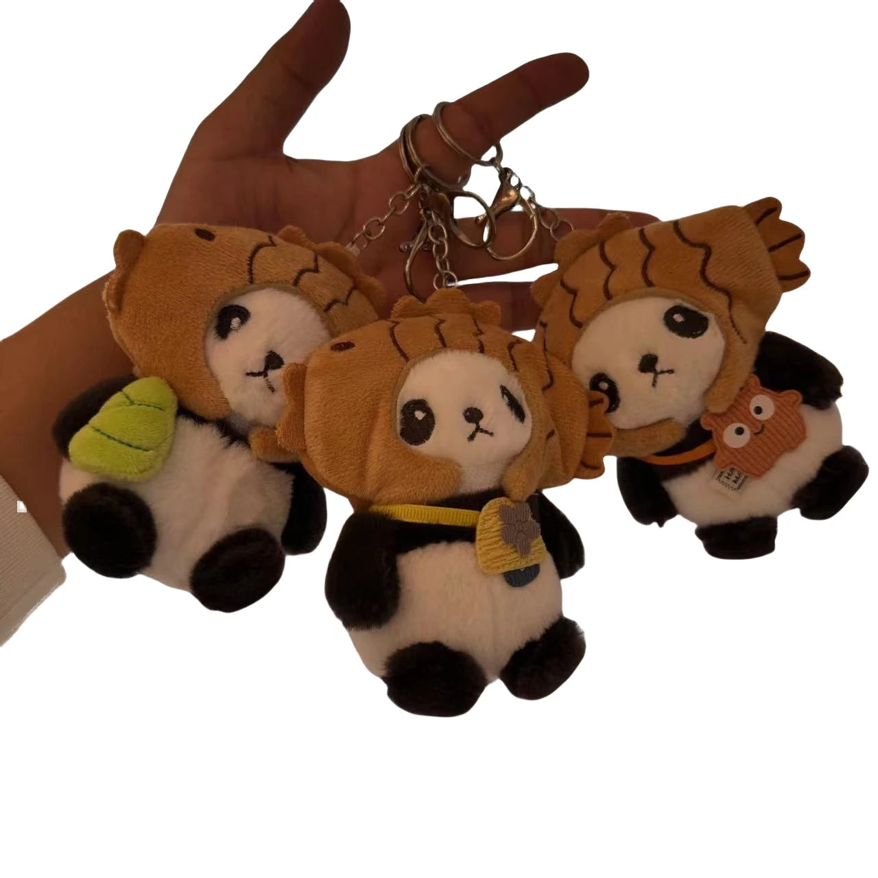 Plush Panda Keychain Plushie Peluches Head Cover Detachable Taiyaki Panda Doll Keychain Claw Machine Cute Stuffed Animal Toys