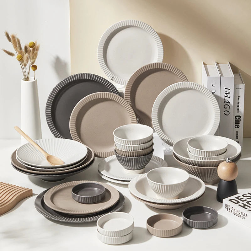 Premium Plate Vegetable Plate Home Good Looking Creative Light Luxury Commercial Ceramic Deep Dish Steak Round Plate