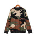 Wholesale Custom  Hot Sell Camouflage Style Long Sleeve Crew Neck Jacquard Knitted Pullovers Sweaters