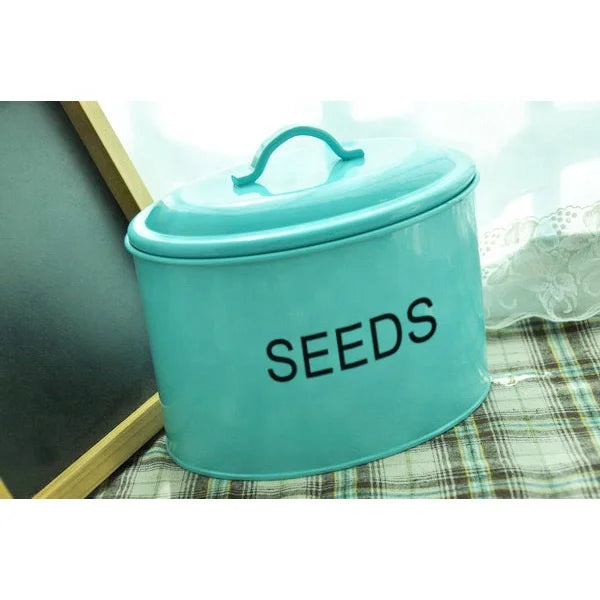 Factory Wholesale Galvanized Metal Powder Coated Seeds Storage Bin Rectangle Garden Plant Seed Tin Can