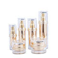 Stock Luxury 30g 50g 30ml 50ml 80ml 120ml Gold Cosmetic Jar Bottles Lip Balm Cream Container Skincare Acrylic Plastic Bottle