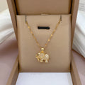 Delicate 18K Gold Plated Elephant Necklace Sparkle Iced Out Cubic Zirconia CZ Small Elephant Choker Necklace for Girl