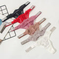 Low-Rise Floral Lace Embroidered Diamond Thongs and Briefs Knitted Jewelry Underwear