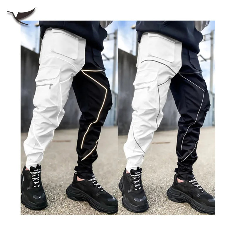 Men's Hip Hop Jogger Sports Trousers Fashion Windproof Elastic Cotton Cargo Pants With Multiple Pockets