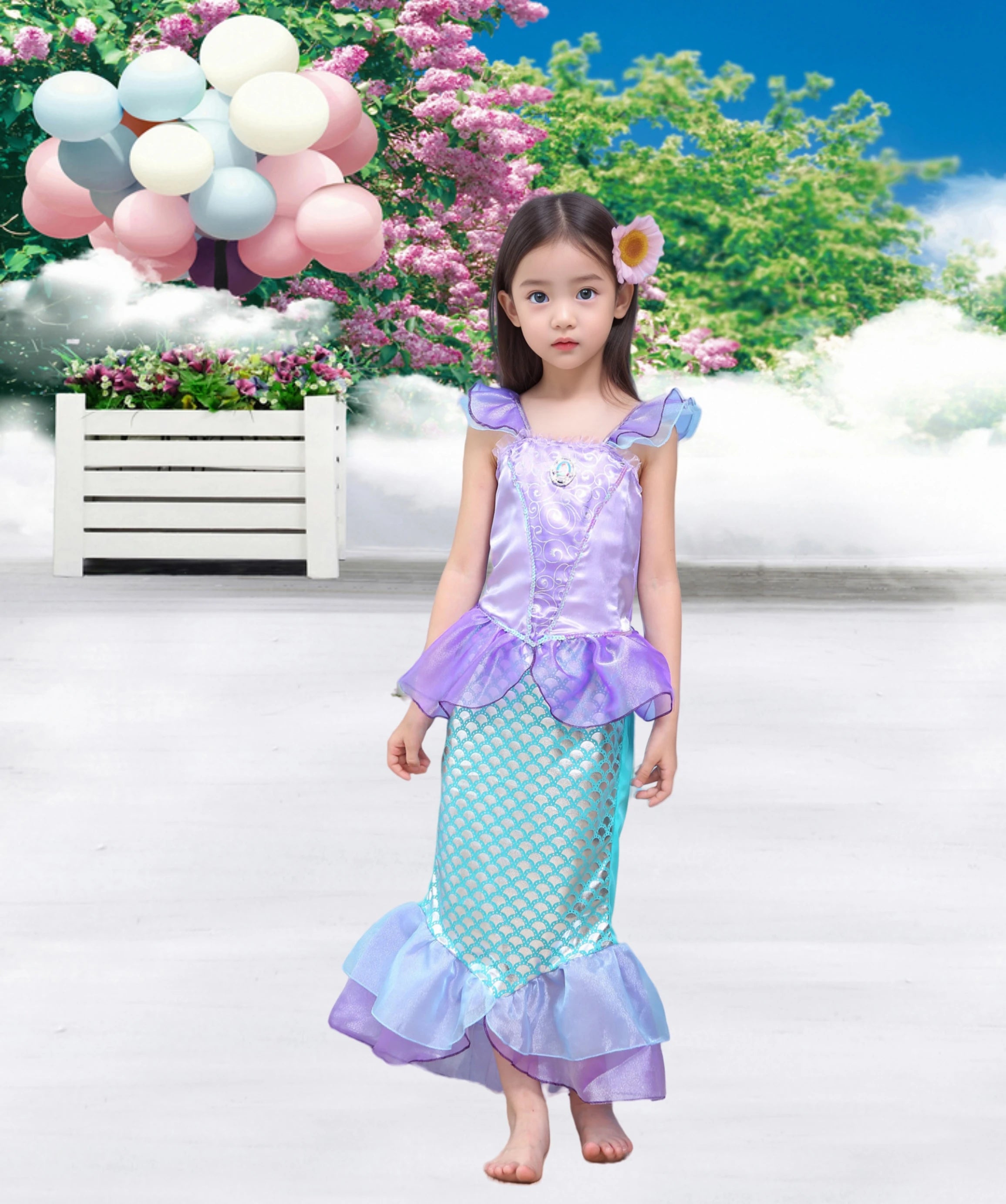 Summer Children Sequins Mesh Dresses Mermaid Gowns Prom Evening Dress for Girls
