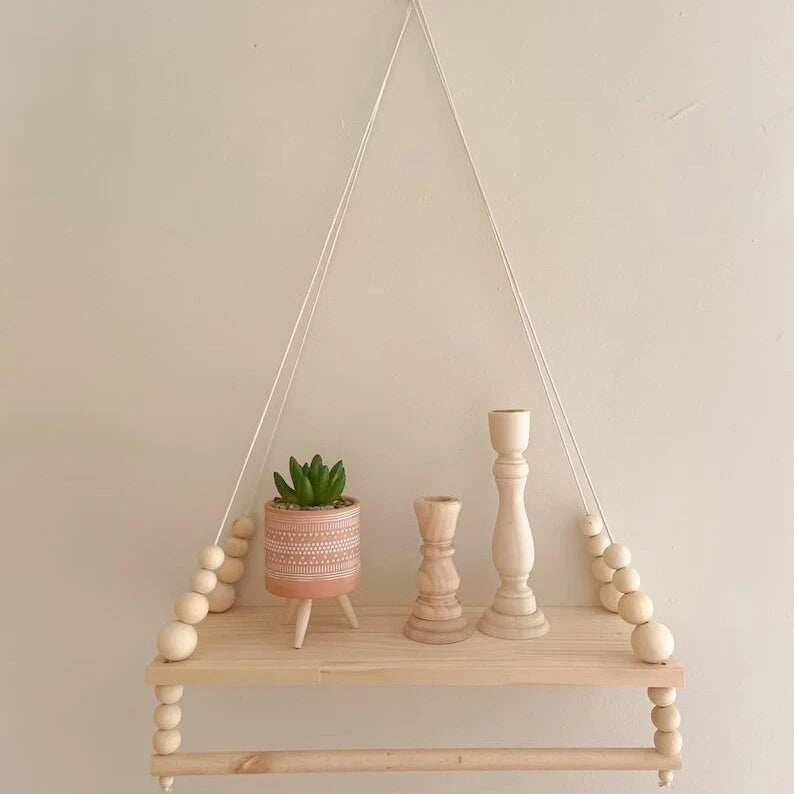 JUNJI Reclaimed Scaffold Board Wood Shelves Rustic Small Wall Decor with Hemp Rope Hanging for Home Storage
