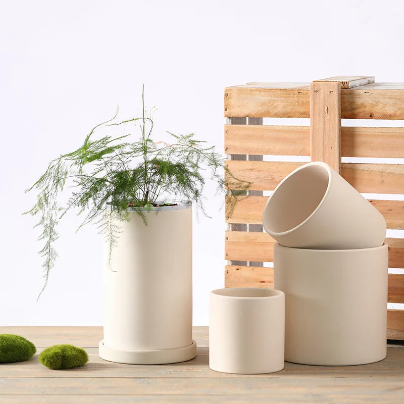 Minimalism Round Indoor White Ceramic Plant Pots Ceramics Flower Pot Succulent Plant Planter