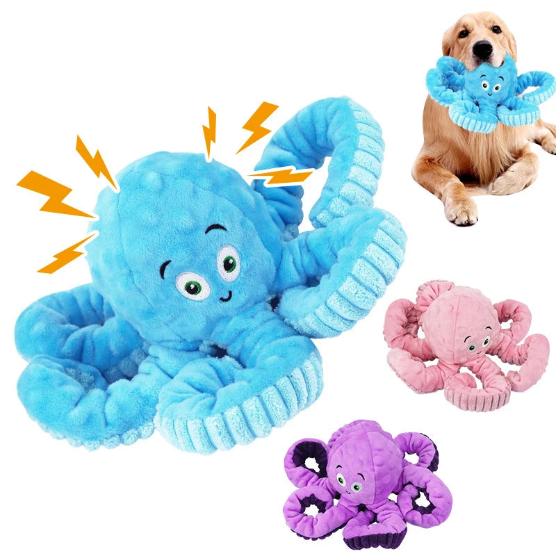 Pet Chewers Indestructible Toys Funny Cute Octopus Squeaky Interactive Stuffed Plush Animals Puppy Toy