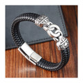 Trendy Leather Bracelets for Men Jewelry Gift Genuine Leather Bracelets with Stainless Steel Magnetic Buckle Bangle