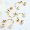 Ins Trendy Zircon Sparkle Pearl Pendant C-shaped Earrings Fashion Earrings