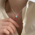 925 Sterling Silver Necklace Female Girl Moonstone Heart Necklace Cheap Gradient Dazzling Stone Collarbone Chain Stacked Wear