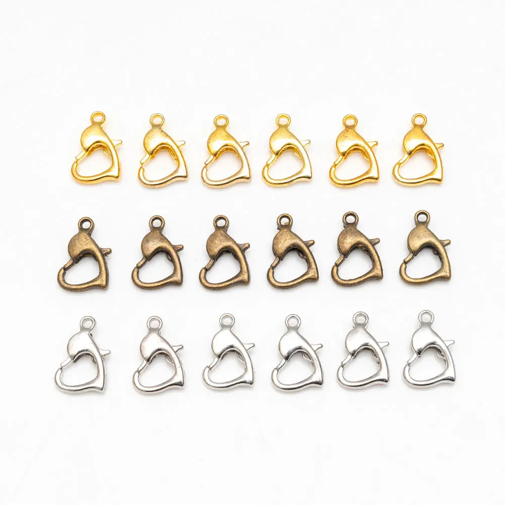PE004 White k Gold-plated Heart-shaped Lobster Clasp Hook Spring Jewelry Necklace and Bracelet Chain Diy Accessories