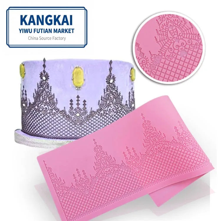 New Arrival Crown Castle Fondant Silicone Impression Mat Mold Fondant Lace Mat Cake Decoration Baking Accessories