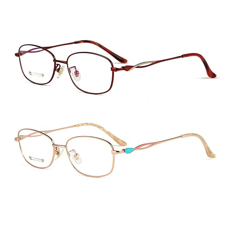 2024 Latest Beta Titanium Acrylic Luxury Full-Rim IP Coating Optical Glasses Women's Square-Round 3520X Positioned Black Gold