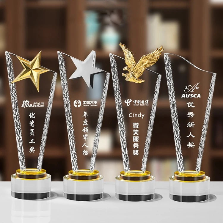 Crystal Plaque Crystal Trophy Award with Round Base MH-NJ0396