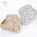 Wholesale Mens Women Iced Out Hip Hop Luxury Gold Plated 925 Silver Fine Jewelry Cross Gra Mossanite Moissanite Diamond Rings