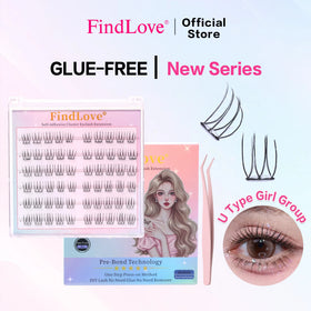 New DIY Lashes Arrival U Type Girl Group Natural Looking Prss-on Lashes Extension Easy Apply Self Adhesive Travel Reusable