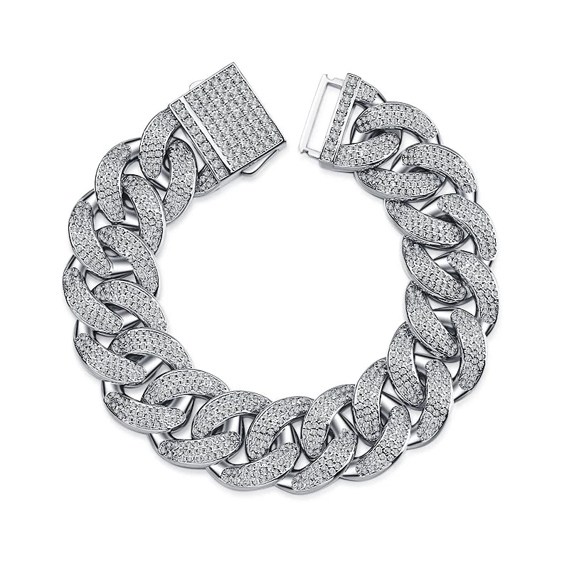 Wholesale High Quality Hip Hop Jewelry 19mm Men's Brass Zircon Geometric Design Cool Miami Cuban Thick Chain Gift