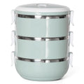 3-Tier Stackable Stainless Steel Kitchenware Portable Food Container Bento Box with Handle Round Kitchen Storage MegaBDM