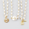 Women Ethnic Jewelry  40cm Gold Rosary Chain Freshwater Pearl Necklace Collar De Perlas Cross Key Choker Necklace