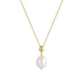 RINNTIN GPN48 Fine Jewelry Pendant Necklace Cultured Freshwater Pearl Gold Plated 925 Sterling Silver Necklace Chain Women