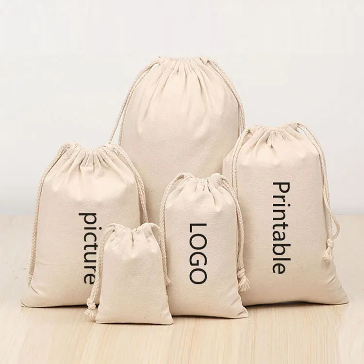 Wholesale Multi-function Practical Storage Bag Cotton and Linen Gift Canvas Drawstring Bag Blank or Custom logo